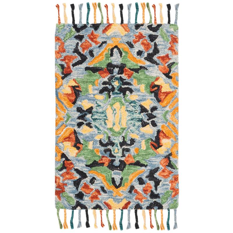SAFAVIEH Handmade Blossom Pinkey Modern Floral Wool Rug - 2'3" x 4' - Blue/Multi