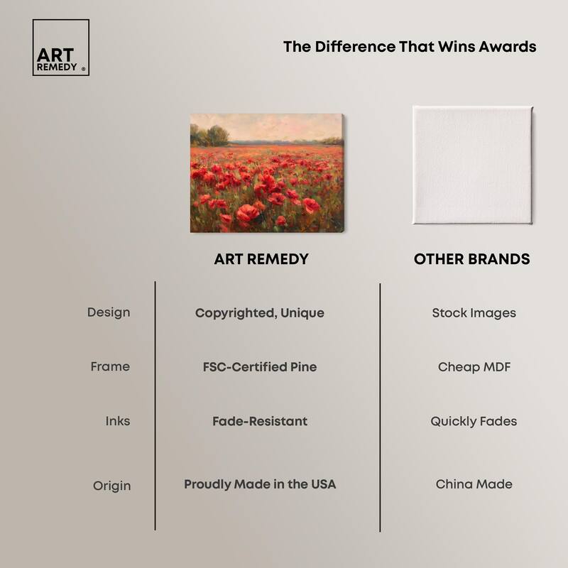 Sea of Red Poppies II Canvas by Art Remedy, Gallery Wrapped