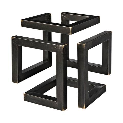 Octothorp Black Metal Cube-Like Sculpture - 8"W x 8"D x 8"H