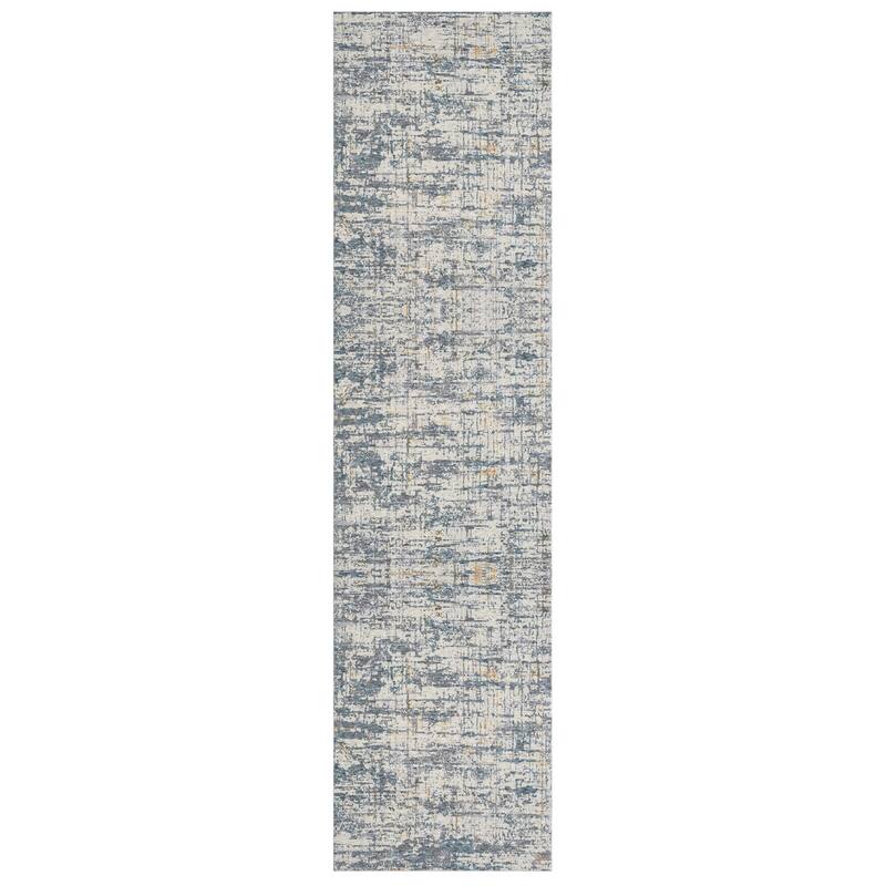 Reeves Modern Abstract Blue/Beige Performance Indoor Area Rug by Sevita