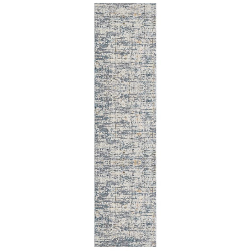 Reeves Modern Blue/Beige Performance Indoor Area Rug by Sevita - 2' x 8'