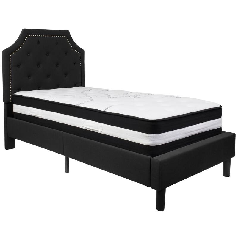 Arched Tufted Upholstered Platform Bed and Pocket Spring Mattress