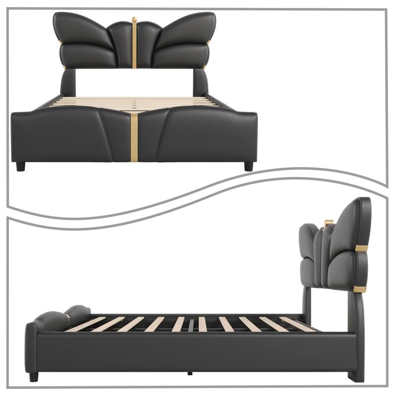 Stylish PU Leather Upholstered Platform Bed - No Box Spring Needed
