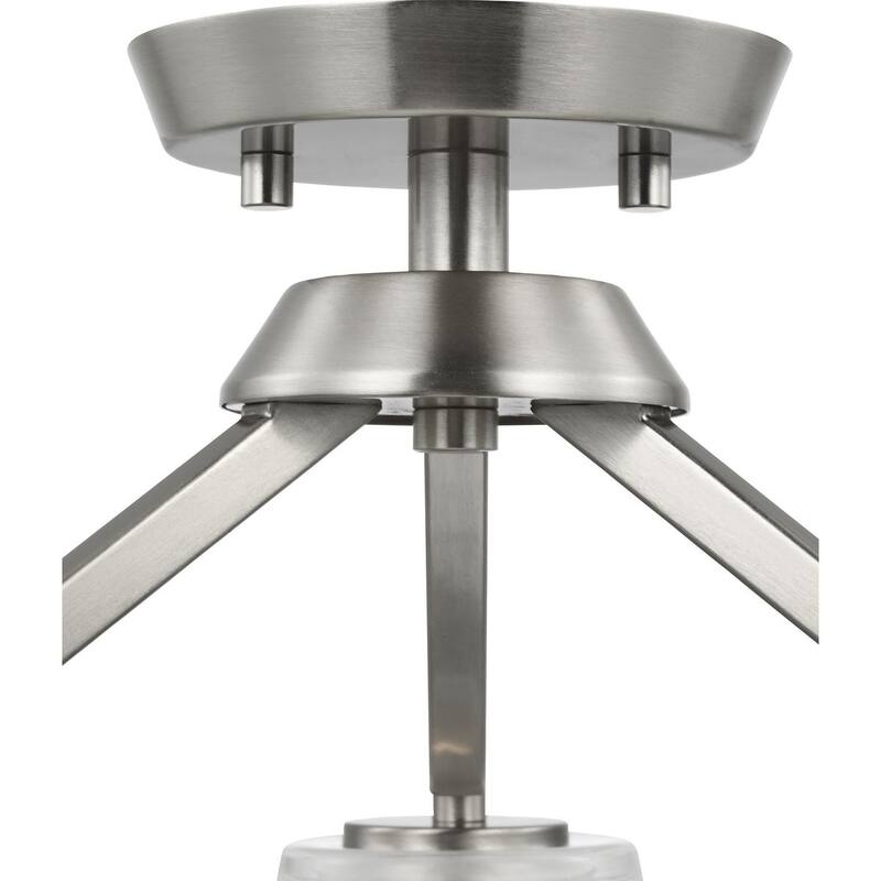 Vertex Collection Three-Light Brushed Nickel Clear Glass Contemporary Convertible Chandelier - 18 in x 18 in x 16.75 in