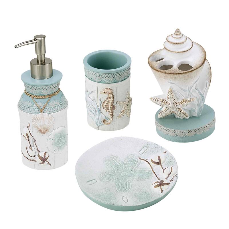 Avanti Linens Farmhouse Shell 4-Piece Bath Accessory Set - Bath Acc 4pc Set - TM, TB, SD, LP