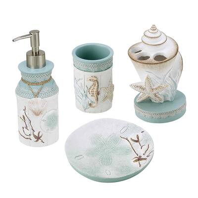 Avanti Linens Farmhouse Shell 4-Piece Bath Accessory Set - Bath Acc 4pc Set - TM, TB, SD, LP