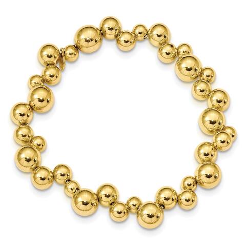 925 Sterling Silver Gold-plated Beaded Magnetic Clasp Bracelet, 7"