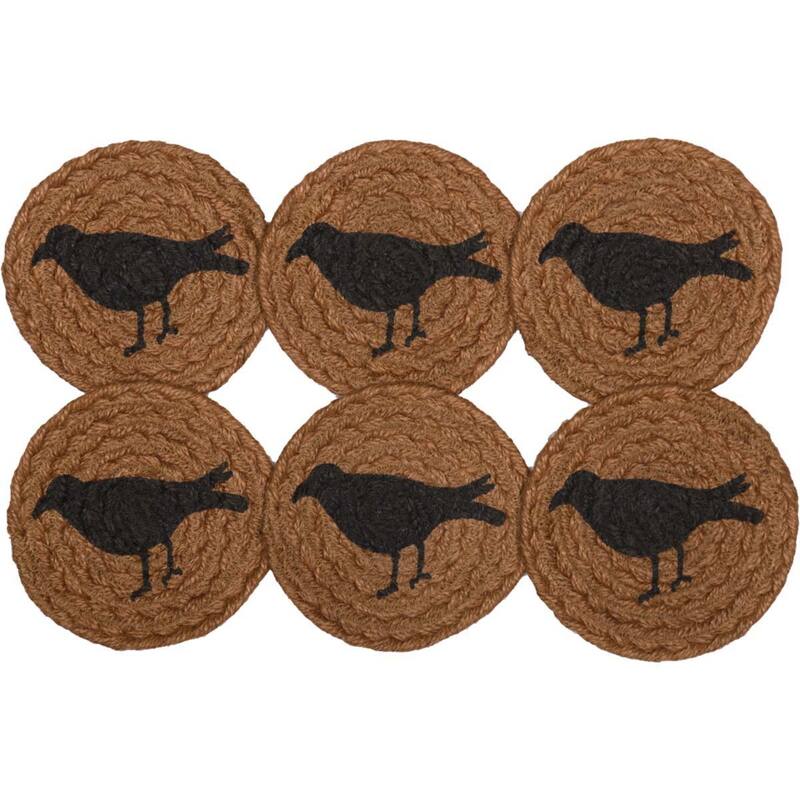 Heritage Farms Crow Jute Coaster Set of 6 - Coaster Set