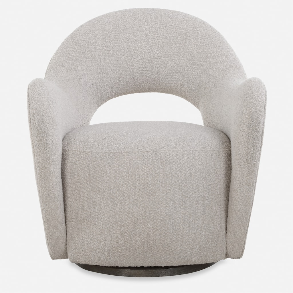 Solid Curves and Cutouts Swivel Chair - 33.5" - Cream