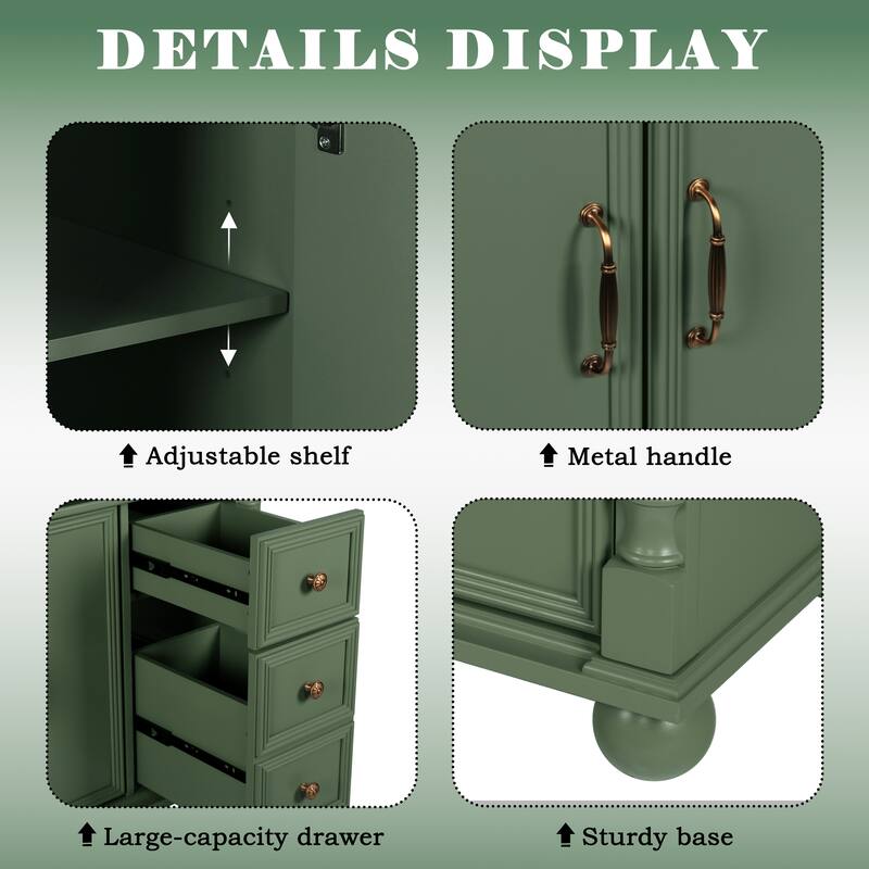 35.6-Inch Mid-Century Bathroom Vanity Sink with Roman Column Base, Farmhouse Freestanding Vanity Cabinet