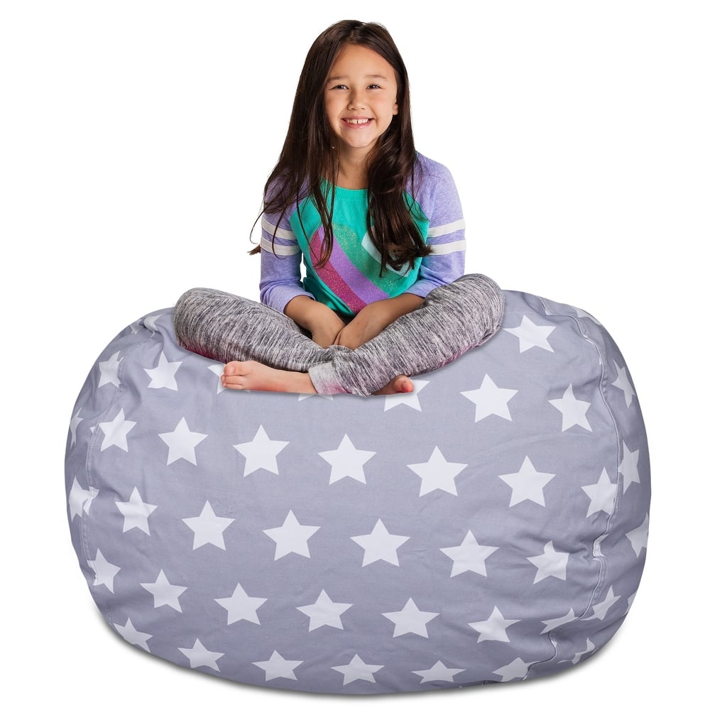 Kids Bean Bag Chair Cover Stuffed Animal Storage or Toy Organizer