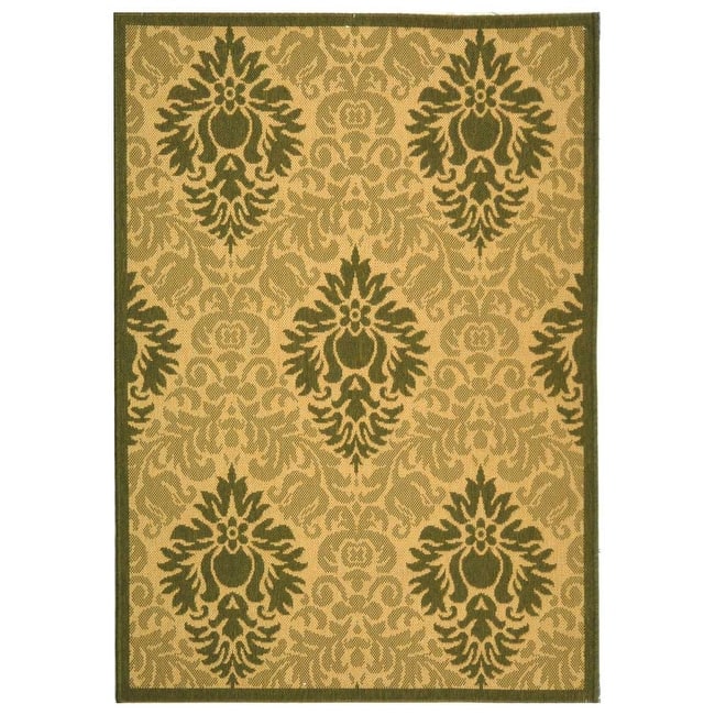 SAFAVIEH Courtyard Donara Boho Indoor/ Outdoor Waterproof Patio Backyard - 4' x 5' 7" - Natural/Olive