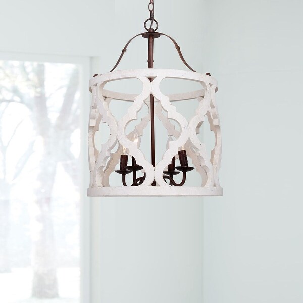 Antique White 4 Light 19 Inch Round Wood Chandelier Free Antique White 4 Light 19 Inch Round Wood Chandelier