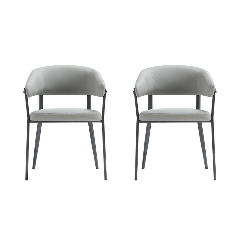 Manhattan Comfort Belle Stone Grey Textured Leatherette Dining Chair