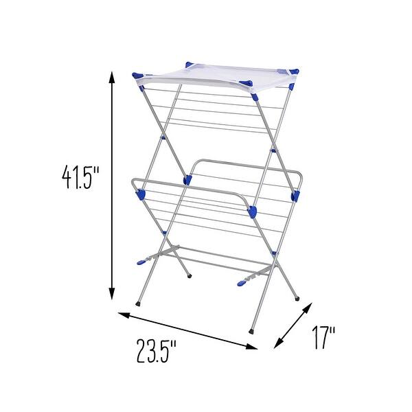 Honey-Can-Do Chrome 2-Tier Foldable Clothes Drying Rack with Mesh Top ...