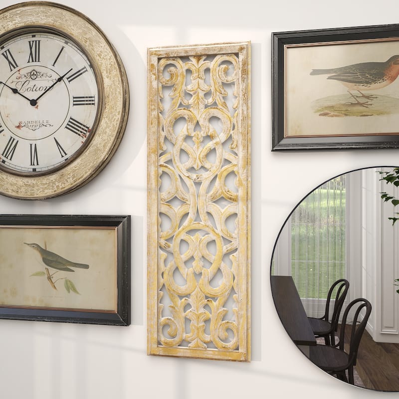 MDF Traditional Wall Decor Floral and botanical 36 x 12 x 1w