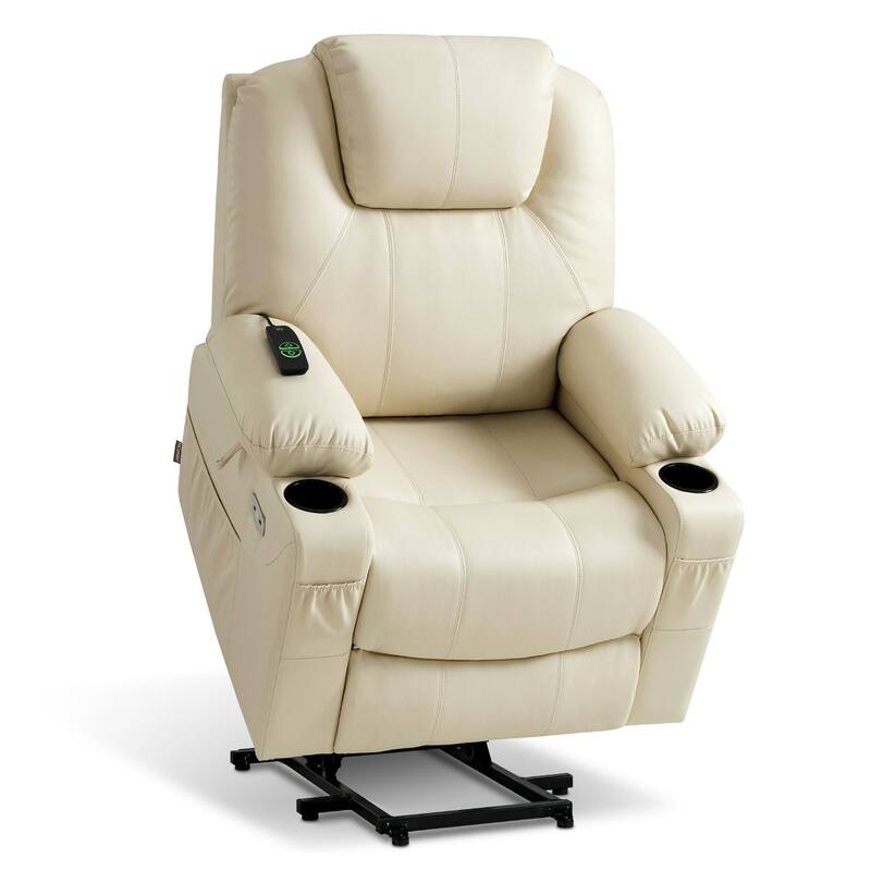 MCombo Electric Power Lift Recliner Chair Sofa with Massage and Heat, 3 Positions, USB Ports, Faux Leather 7040