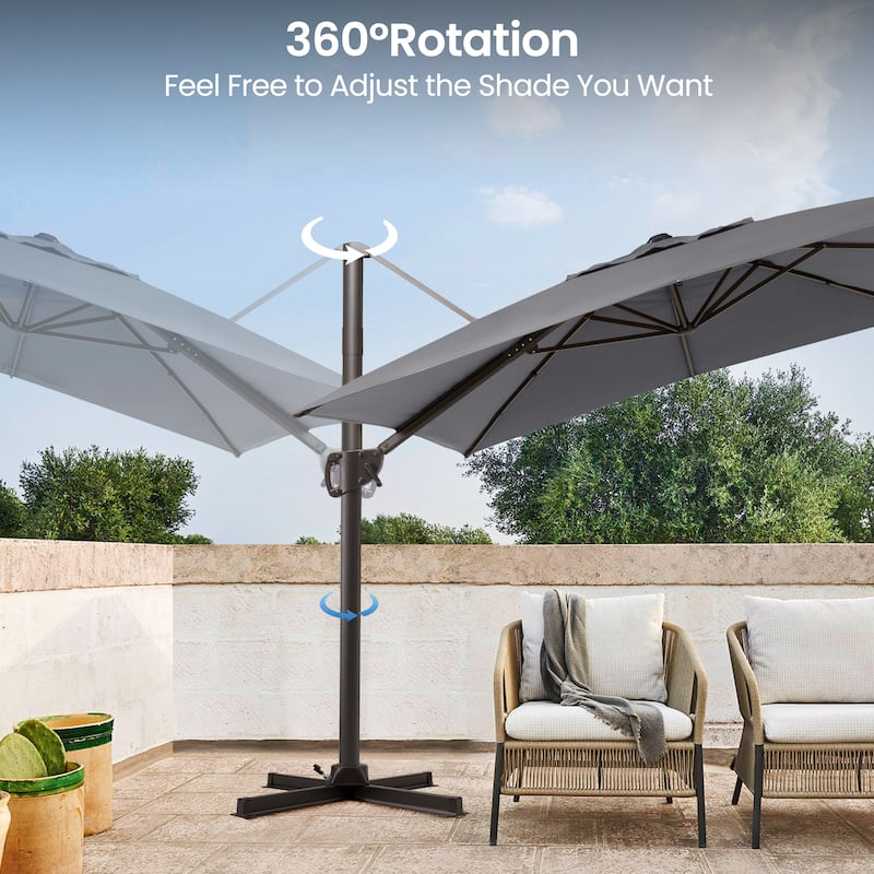 Pellebant Outdoor Patio 9 FT x 12 FT Cantilever-Offset Umbrella with Base