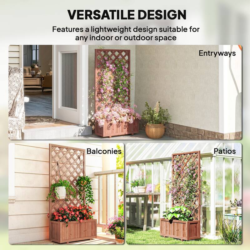 Outsunny Tall Planter Box with Trellis