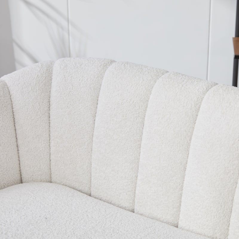 50.2"W Upholstered Mini Loveseat Accent Couch, Small Settee with Metal Legs, Channel Tufted 2-Seater Sofa