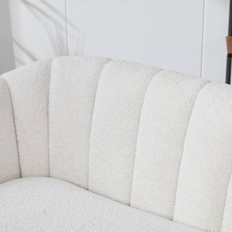 50.2'' Wide Upholstered Chenille Mini Loveseat Accent Couch, Modern Glam Small Settee with Metal Legs