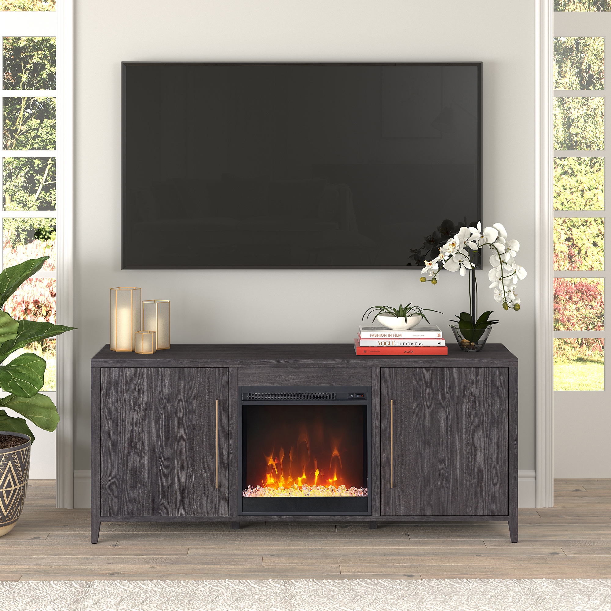 Crystal fireplace tv clearance stand