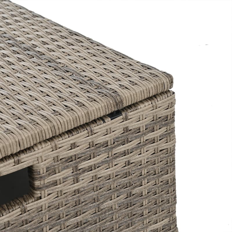 6-Piece PE Rattan Wicker Patio Conversation Set with Dark Grey Cushions - 50x28.75