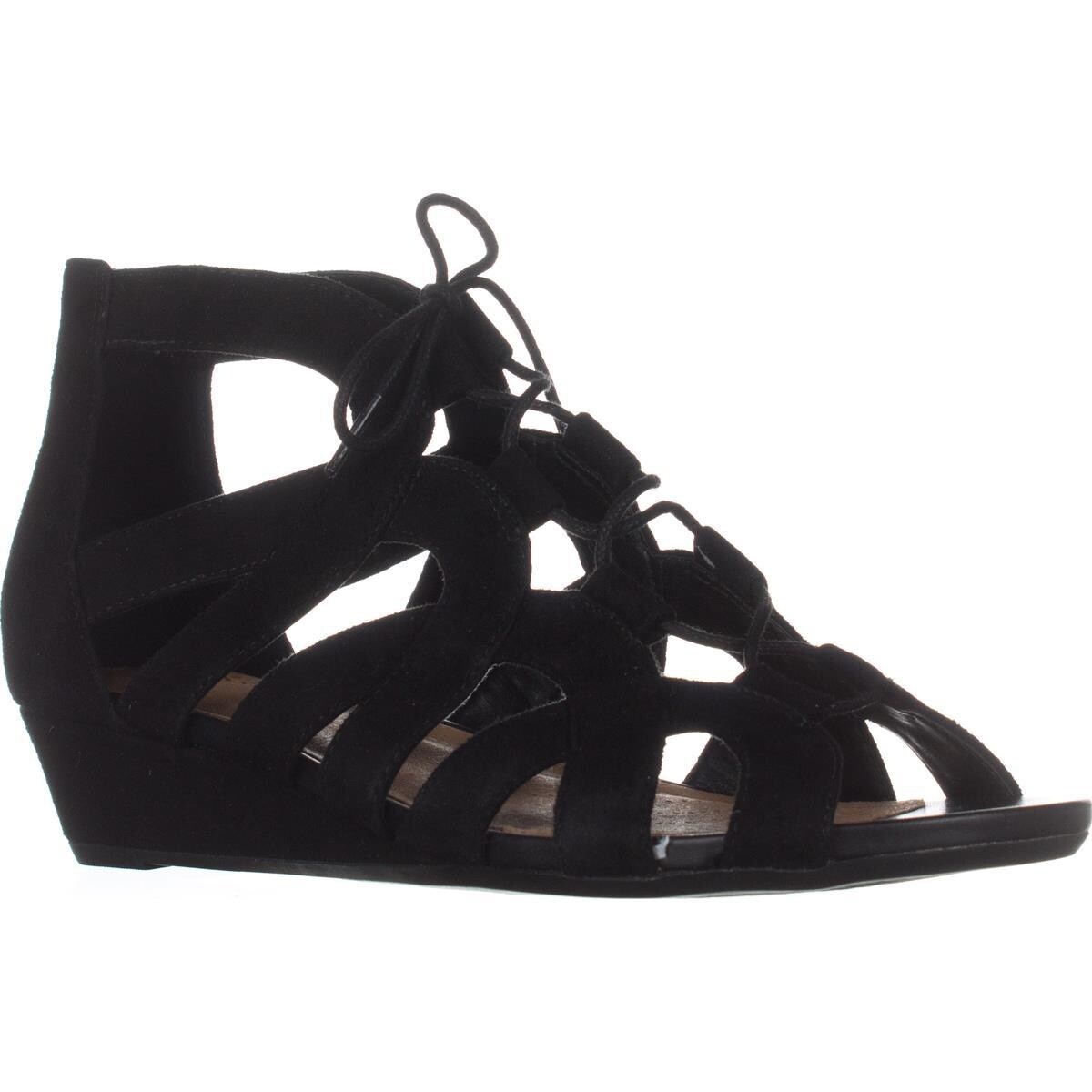 clarks black suede wedge sandals