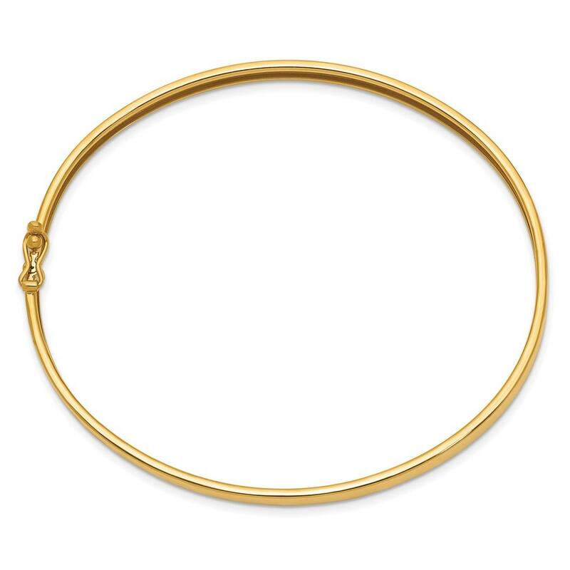 Curata 14k Yellow Gold Oval Solid Polished Safety clasp Flexible Bangle Bracelet