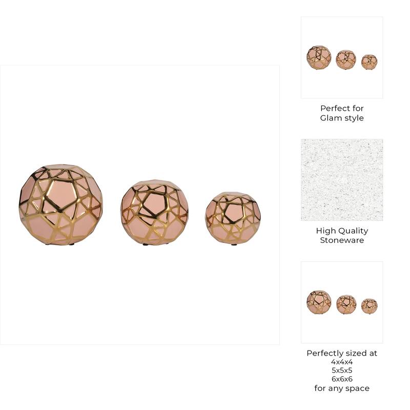 Accented Abstract Modern Coastal Decorative Orbs Set of 3
