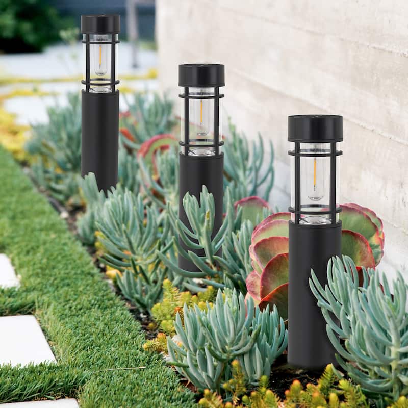 C Cattleya Black Solar LED Outdoor Path Lights (6 Pack or 12 Pack)