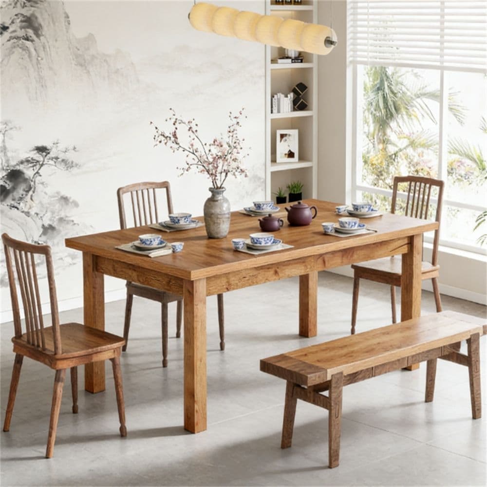 70" Wooden dining table, kitchen dining table, coffee table, breakfast table, with classic and adaptable (table only)