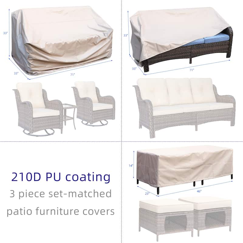 6 Piece Wicker Outdoor Patio Furniture Set Swivel Chairs Sofa Ottoman