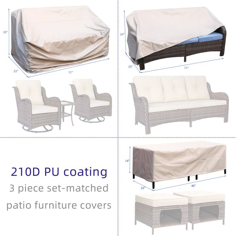 Patio Furniture Sets Chair Storage Ottoman and Outdoor Sofa with Cover