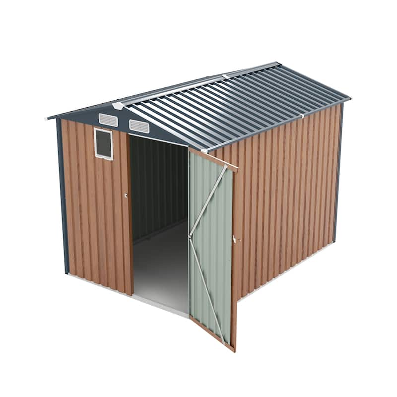 6x8FT Outdoor Steel Storage Shed with Lockable Doors