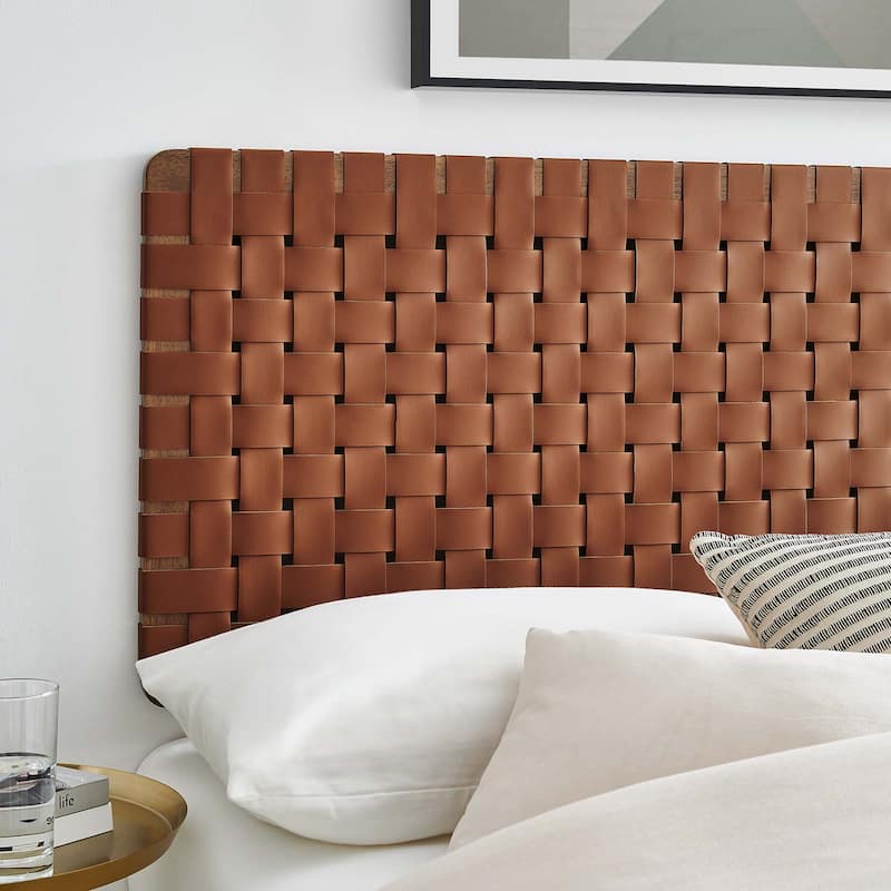 Sparta Wall-Mount Twin/Full/Queen/King Vegan Leather Weave Headboard