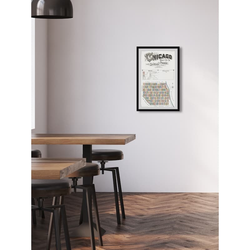 'Chicago Block Map' Framed Painting Print