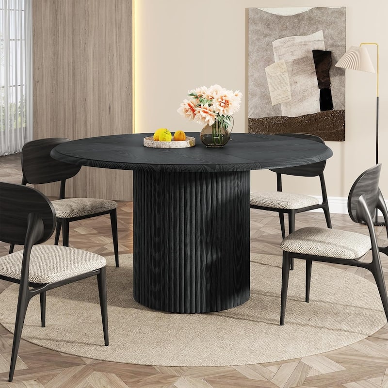 Round Dining Table for 4 with Metal Base for Dining Room Kitchen, Living Room (Chairs Not Included)