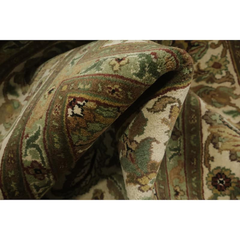 Hand Knotted Oriental 100% Wool Carpet Traditional All-Over Beige & Ivories Agra Area Rug - 9' 10'' X 8' 0''