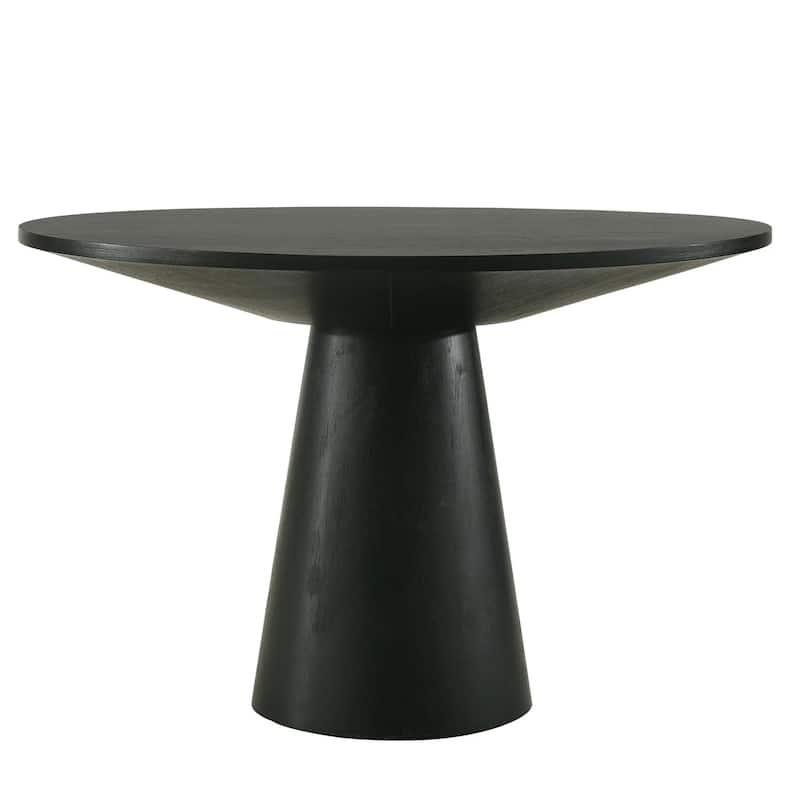 Toty Dining Table, 59 Inch Round Top, Modern Cone Pedestal Base, Black