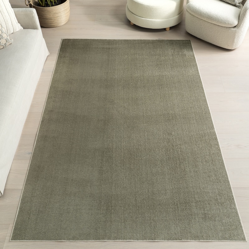 Nuloom Argelia Solid Machine Washable Area Rug - 6' 7" x 9' - Sage Green - Rectangle