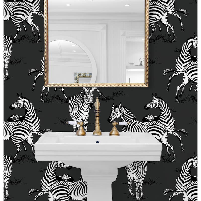 Harry & Grace Playful Zebras Peel and Stick Wallpaper