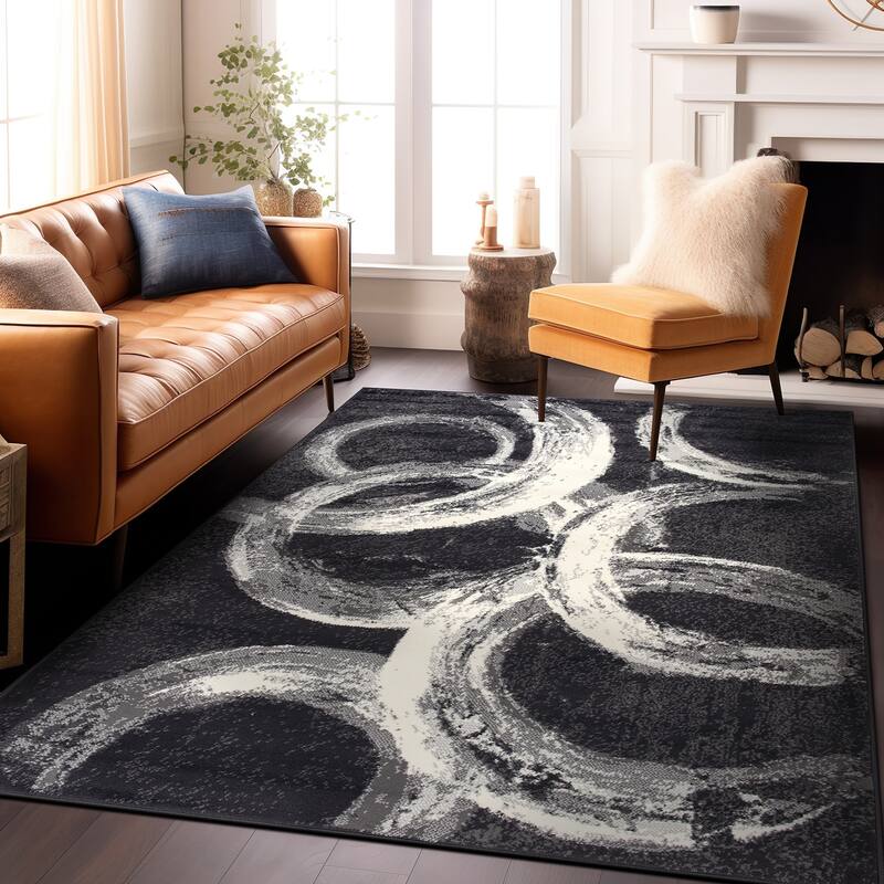 World Rug Gallery Contemporary Abstract Circles Area Rug
