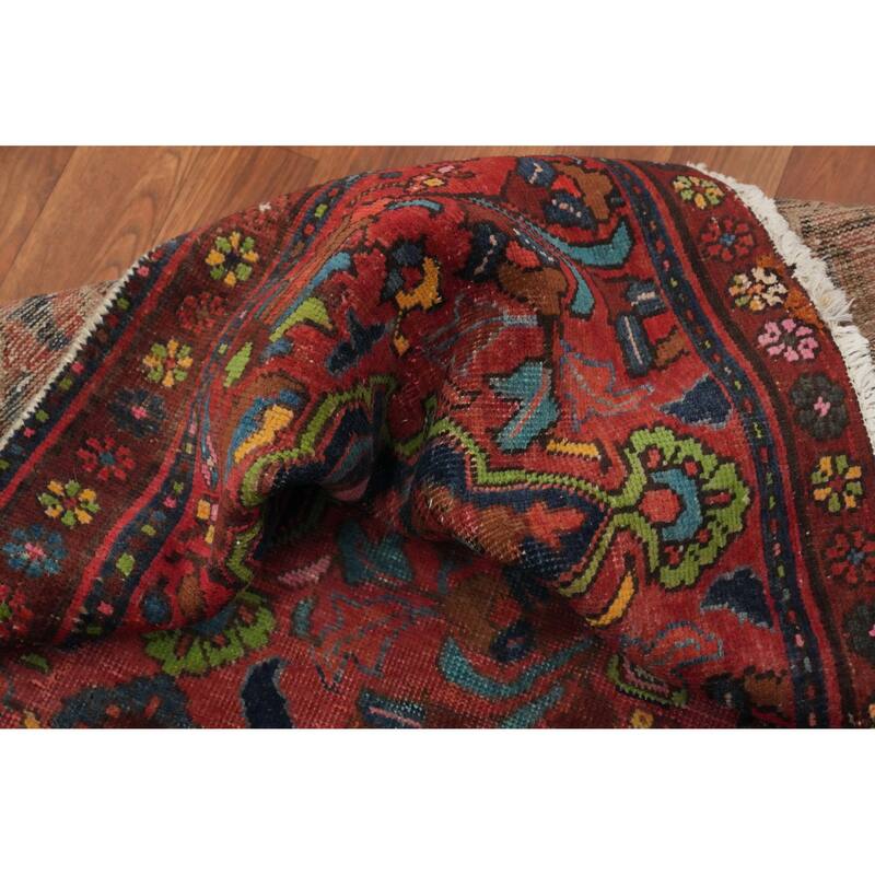 Hand Knotted Oriental 100% Wool Carpet Traditional Floral Red Tabriz Runner Rug - 11' 1'' X 3' 1''