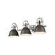 preview thumbnail 4 of 20, Golden Lighting Duncan 3 Light 25" Wide Bathroom Vanity Light Chrome / Rubbed Bronze