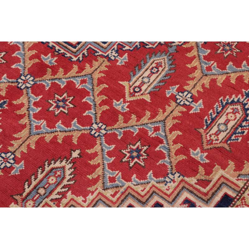 Southwestern Kazak Fatima Red/Beige Wool Rug - 5'8'' x 7'10''