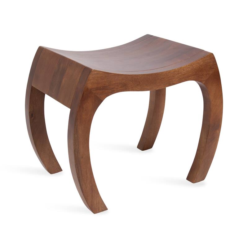 Kate and Laurel Loviisa Wood Ottoman and Vanity Stool - 22x14x18 - Walnut Brown