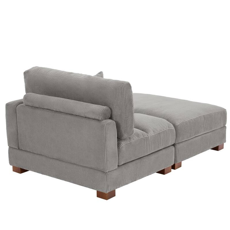 Modern 43'' Corduroy Comfy Sectional Chaise Lounge with Pillow