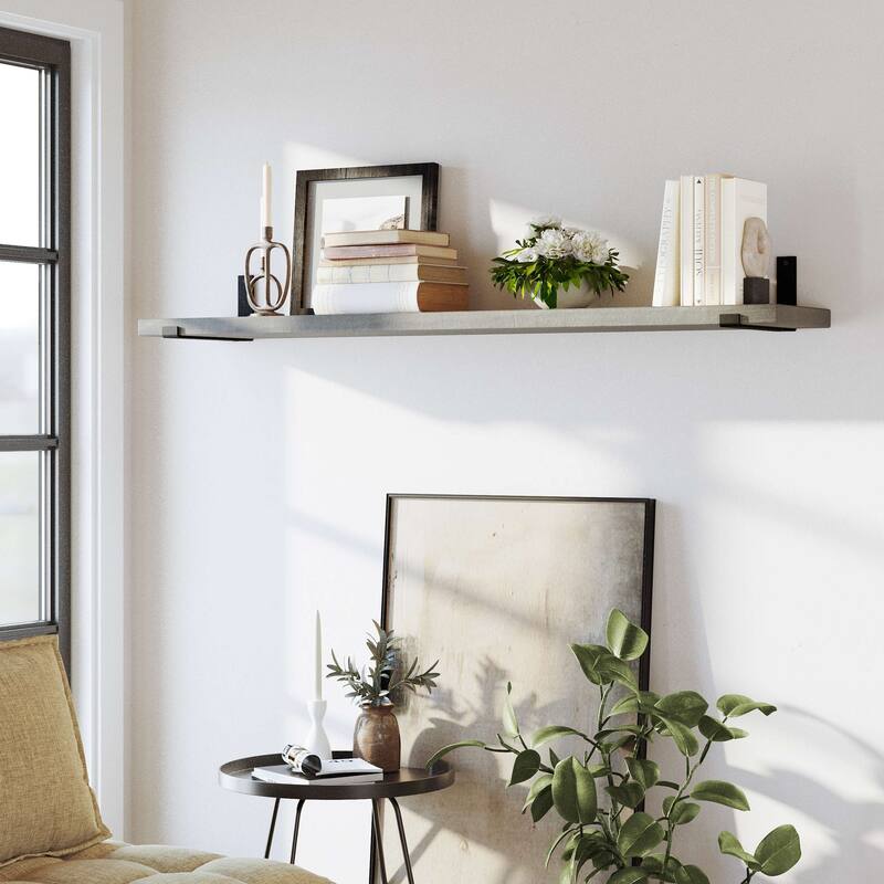 Wallniture Forte Wood Board 60" Long, 11.25'' Deep, 1.5" Thick, Wood Floating Shelf for Wall with Heavy Duty Metal Brackets, 1pc