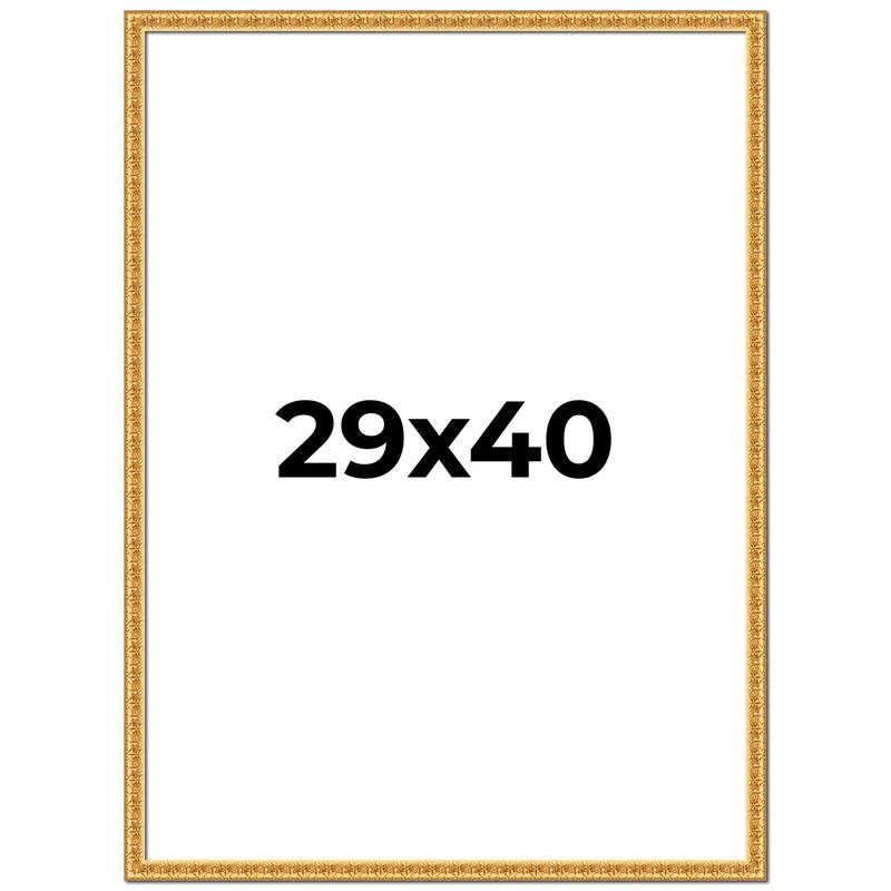 29x40 Frame Gold Real Wood Picture Frame Width 1 inches | Interior